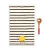 RJ Legend Sun-Stripes 11 Inch Kitchen Cotton Dish Towel, Absorbent Drying Cloth, and Natural Wooden, Non-Stick Kitchen Cooking Utensil Heart Spoon Set