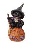 RJ Legend Black Cat on Pumpkin Mini Figurine, Black Cat Decor, Halloween Decoration, Spooky Ornament