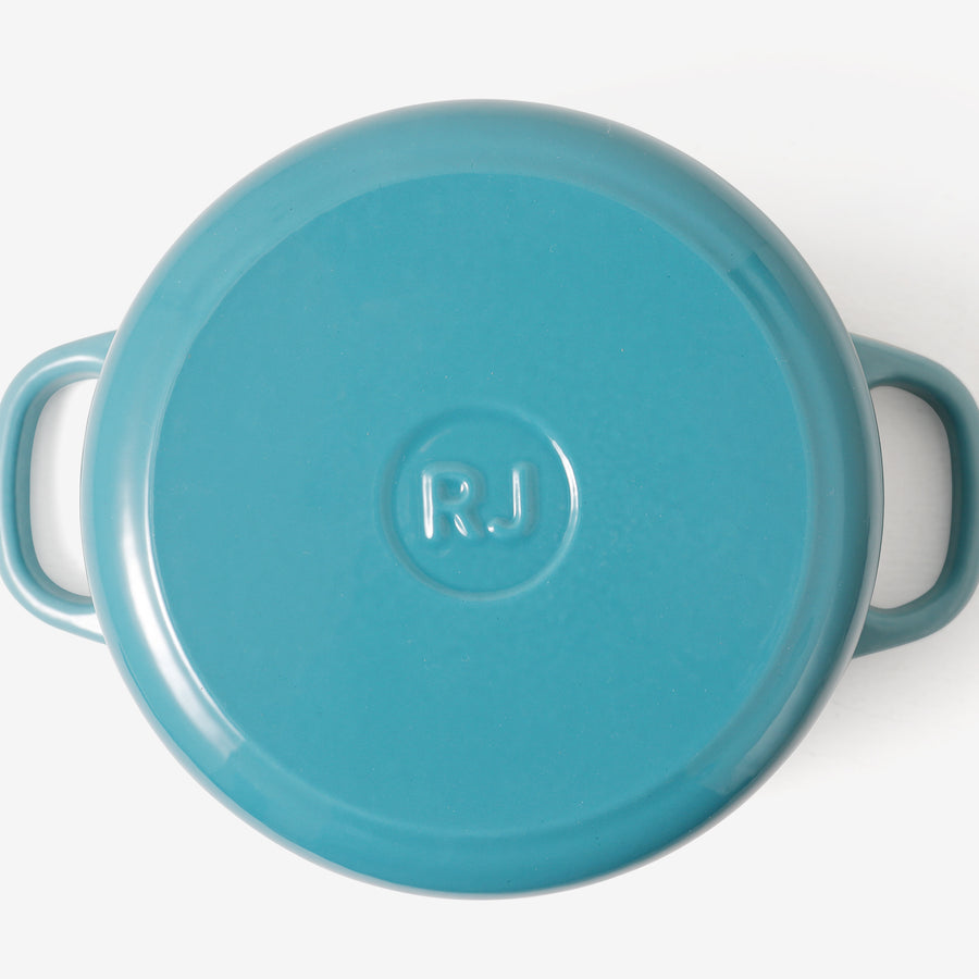 RJ Legend 1.9 Quart Cast Iron Pot, Enameled Cast Iron Pot, Dutch Oven Pot, Non-Stick, Round Braiser with Loop Handles, Blue