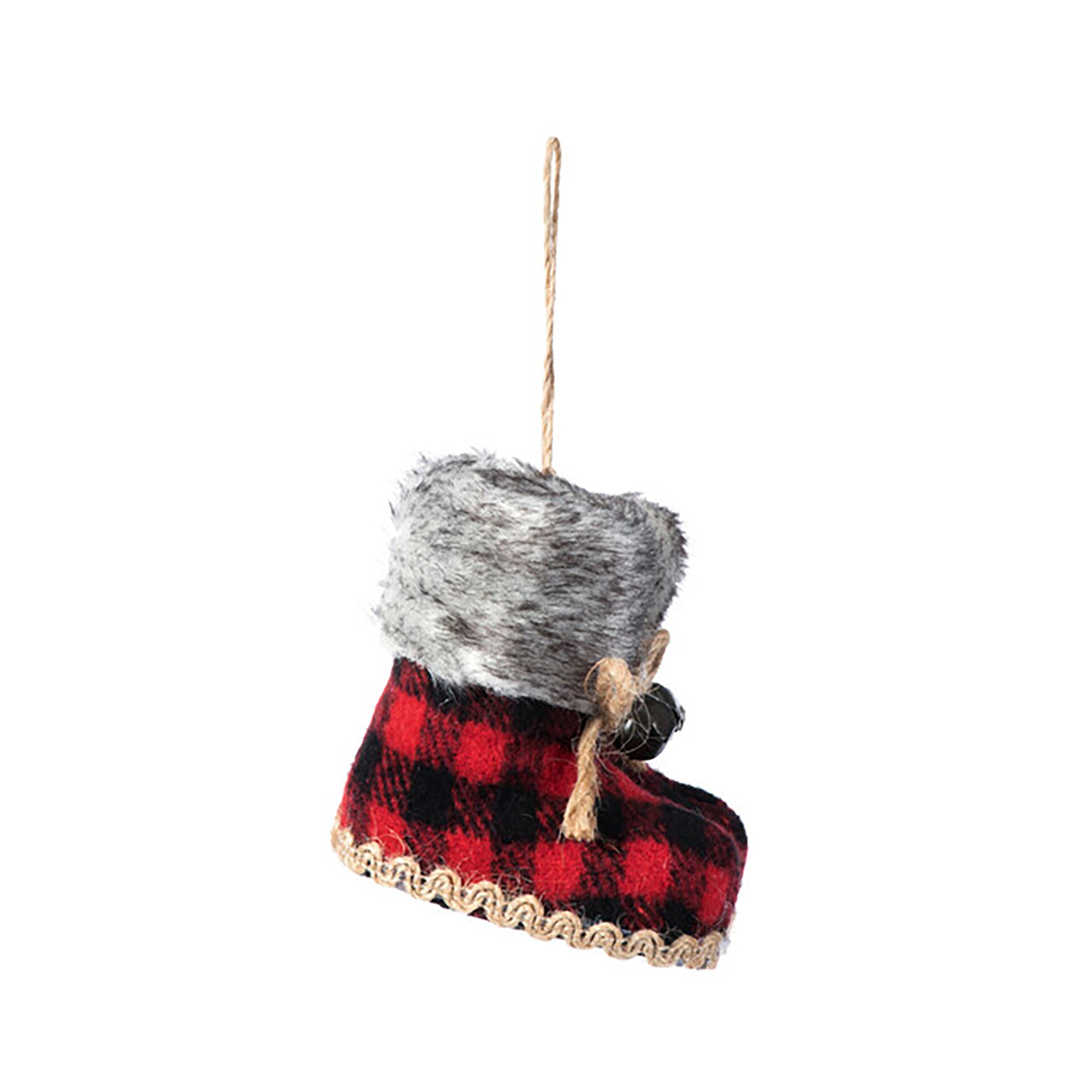 RJ Legend Red Plaid Snow Boots Ornament, Christmas Ornaments, Holiday Decorations, Hanging Decor, Christmas Decor