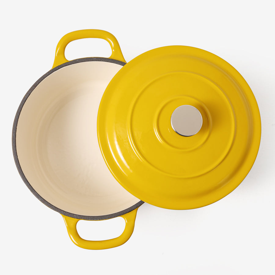 RJ Legend 0.27 qt. Non-Stick Cast Iron Round Dutch Oven Color: Orange/White/Yellow RJ-MINIPOT-OR-W-Y