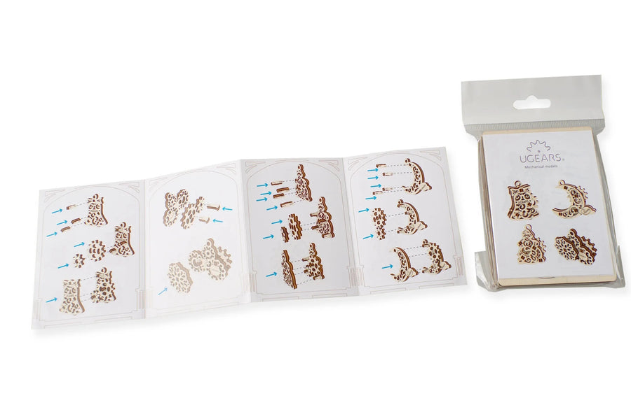 RJ Legend 4 Piece Fidgets Gearsmas Wooden Ornament Set, 3D Puzzle, Christmas Toy, DIY Model, Kids and Adults, Self-Assemble Kit