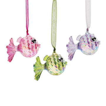 RJ Legend Puff Fish Ornaments, Acrylic Fish Decor, 3 Assorted