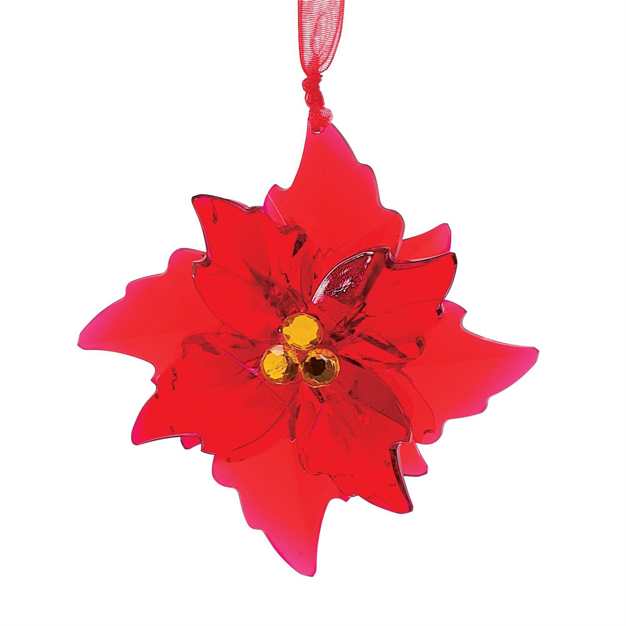 RJ Legend Mini Poinsettia Ornaments, Christmas Decorations, Christmas Tree Decor, Acrylic Flower Decor, 2 Assorted