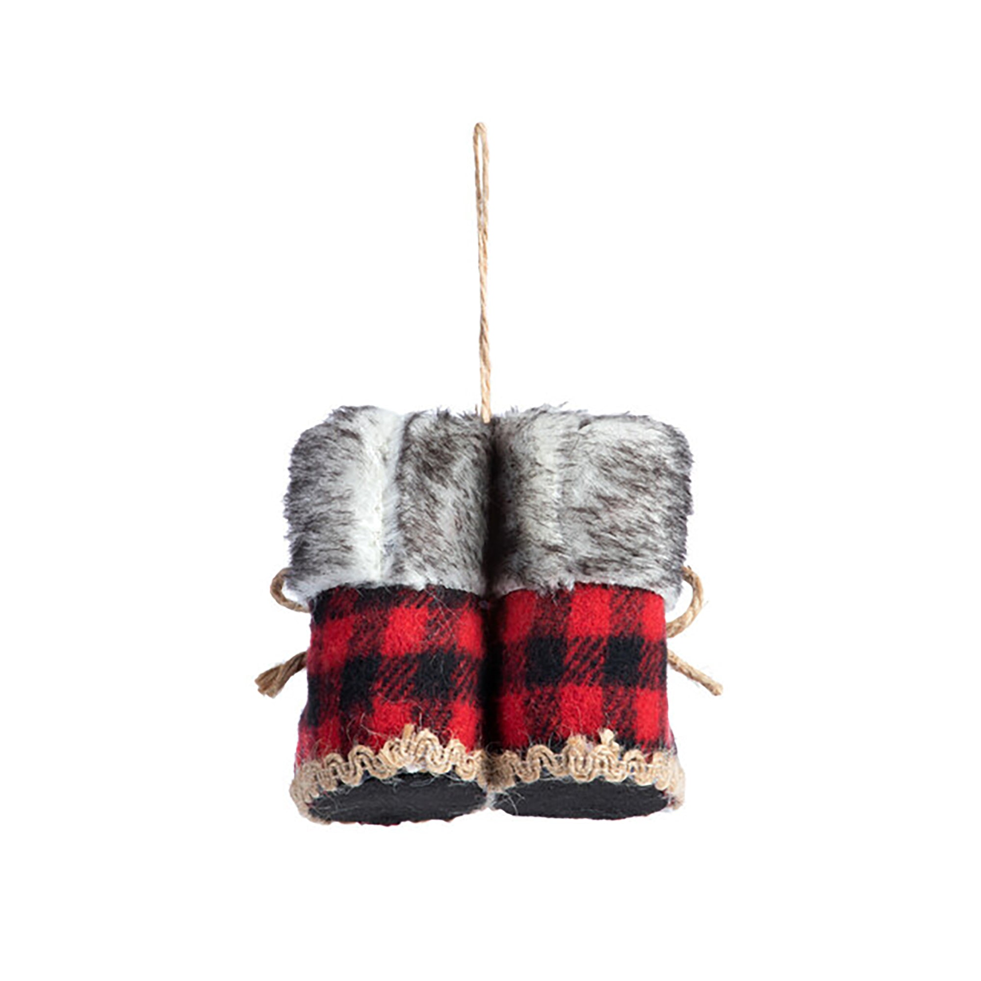 RJ Legend Red Plaid Snow Boots Ornament, Christmas Ornaments, Holiday Decorations, Hanging Decor, Christmas Decor