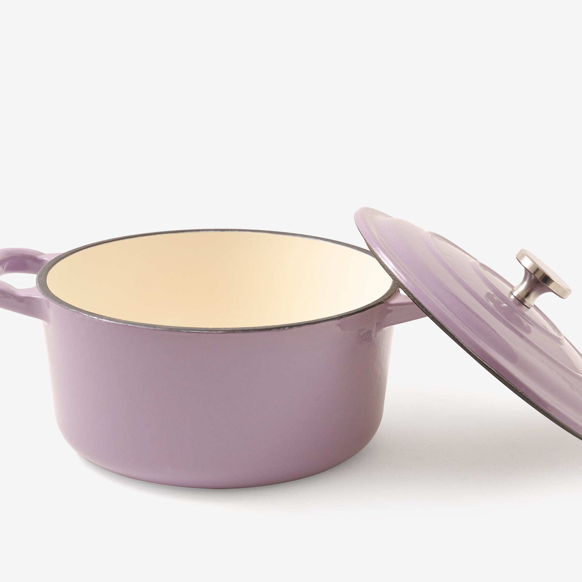 RJ Legend 1.9 Quart Cast Iron Pot, Enameled Cast Iron Pot, Dutch Oven Pot, Non-Stick, Round Braiser with Loop Handles, Purple