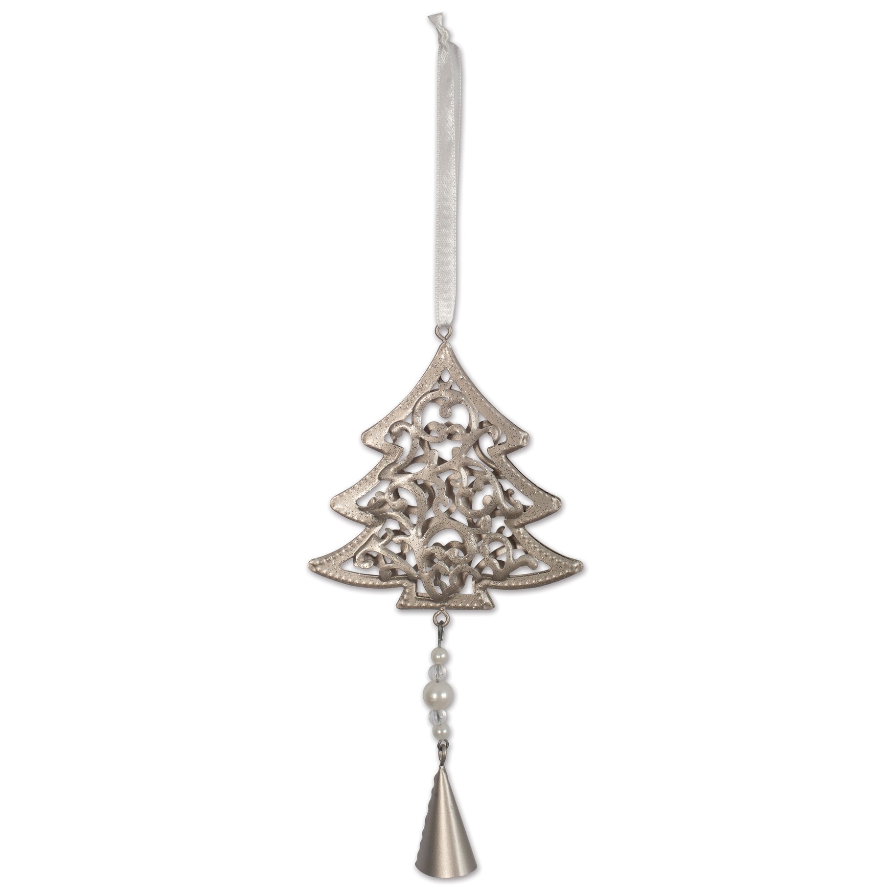 RJ Legend Pearl & Bell Tree Decoration, Small Christmas Ornament, Winter Decor
